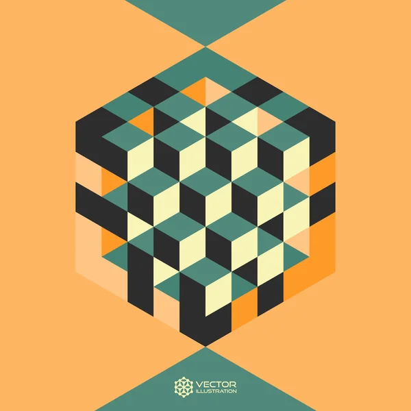 Forme hexagonale avec cubes inscrits . — Image vectorielle