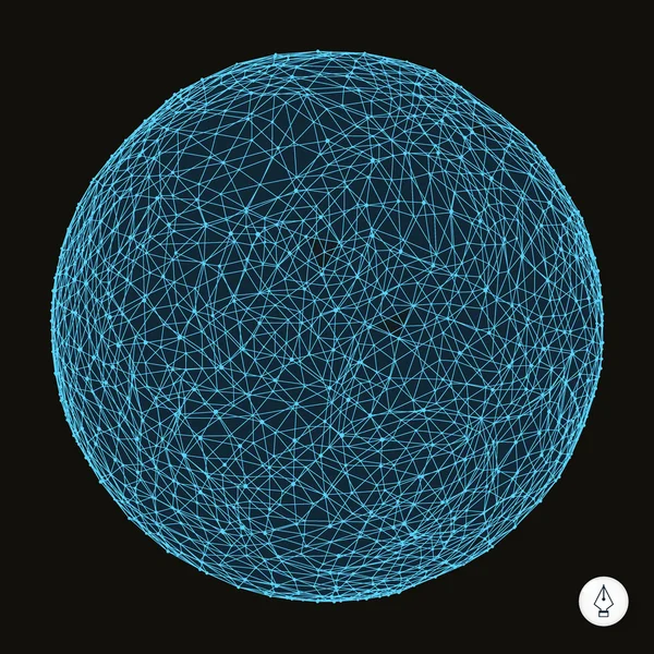 Esfera 3d. Conexiones digitales globales. Concepto tecnológico . — Archivo Imágenes Vectoriales
