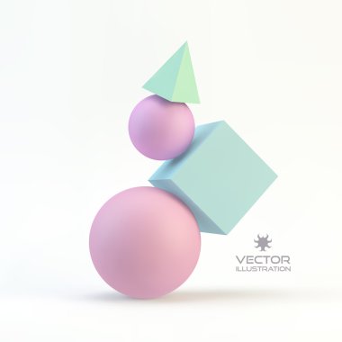 3d geometrical composition. Abstract vector illustration. clipart