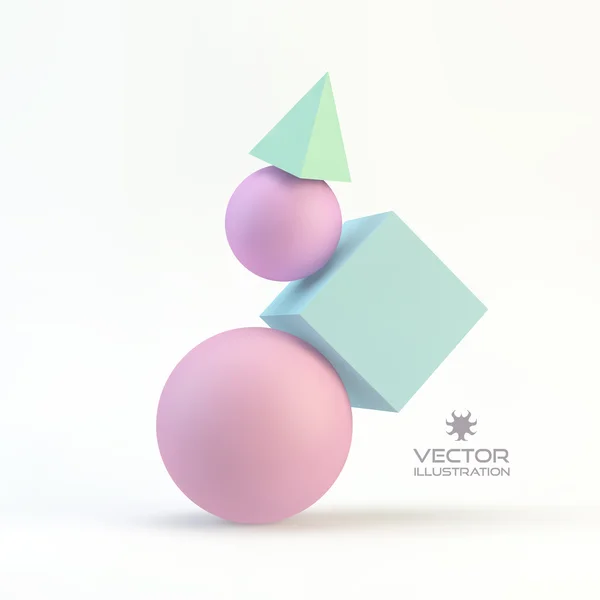 3D geometrische compositie. Abstract vectorillustratie. — Stockvector