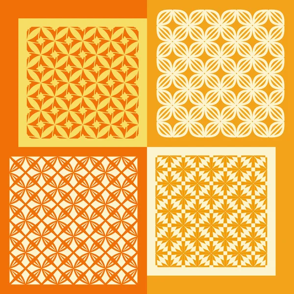 Set of four seamless patterns. Vintage geometric ornaments. — Stock Vector