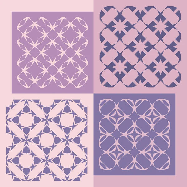 Ensemble de quatre motifs sans couture. Ornements géométriques vintage . — Image vectorielle