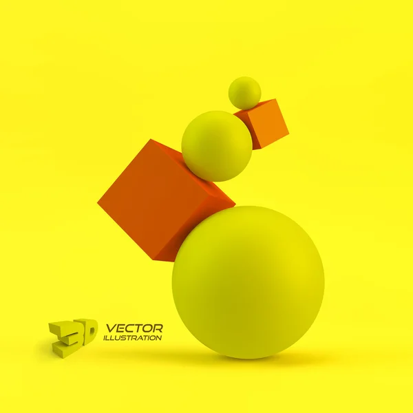 Composition of 3d geometric shapes. Vector Illustration. — Stock Vector