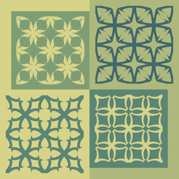 Set of four seamless patterns. Vintage geometric ornaments. — Stock Vector