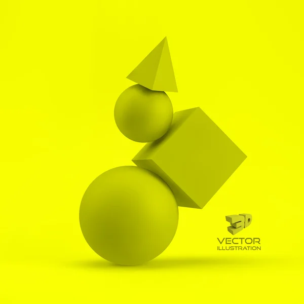 3D geometrisk komposition. Abstrakt vektor illustration. — Stock vektor