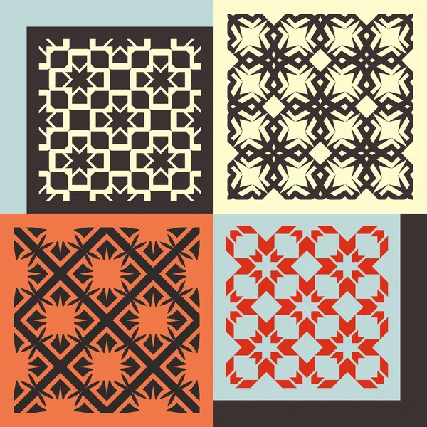 Set van vier naadloze patronen. Vintage geometrische ornamenten. — Stockvector