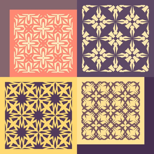 Conjunto de cuatro patrones sin costura. Adornos geométricos vintage . — Archivo Imágenes Vectoriales