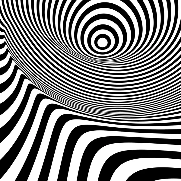 Fondo rayado abstracto blanco y negro. Arte óptico. — Vector de stock