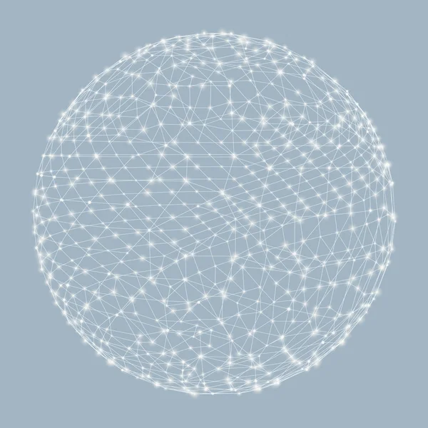 3d sphère. Connexions numériques mondiales. Concept technologique . — Image vectorielle