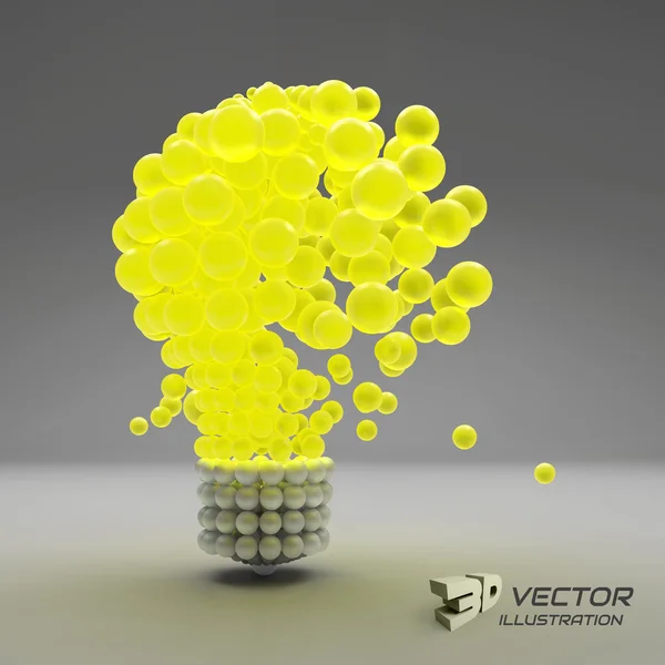 Glödlampa. idén koncept. 3D vektor illustration. — Stock vektor