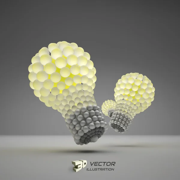 Bombilla. Concepto de idea. 3d vector ilustración . — Vector de stock