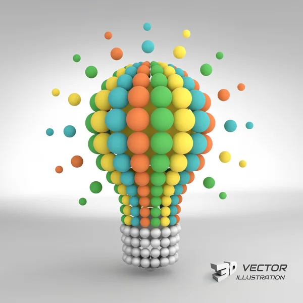 Glödlampa. idén koncept. 3D vektor illustration. — Stock vektor