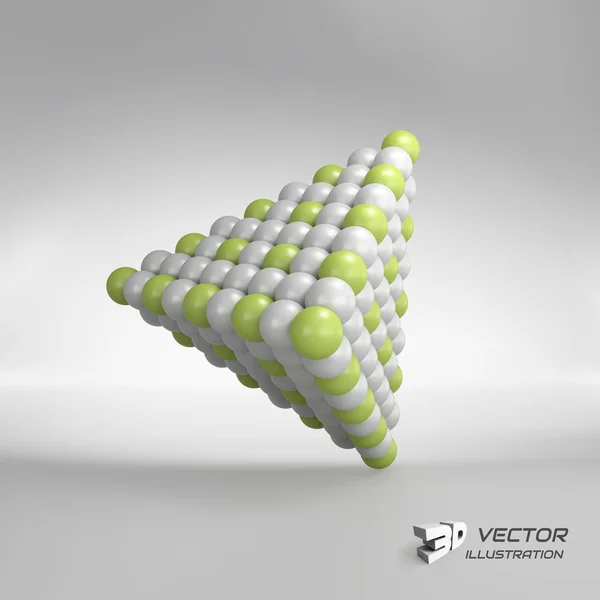 Pyramide der Kugeln. 3D-Vektor-Illustration. — Stockvektor