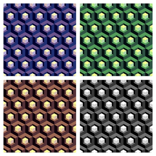 Composition abstraite de fond de cellule hexagonale, ensemble de quatre . — Image vectorielle