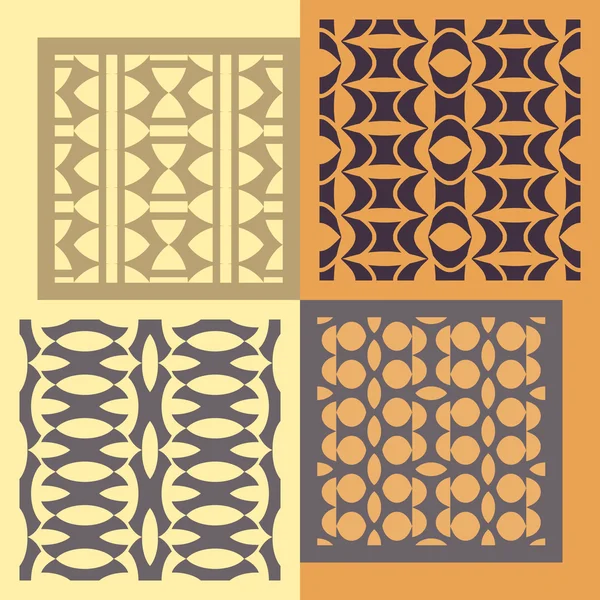 Set of four seamless patterns. Vintage geometric ornaments. — Stock Vector