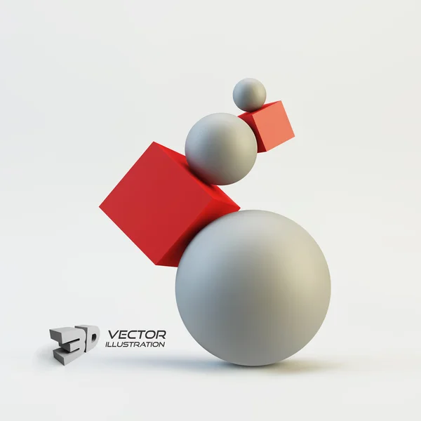 Zusammensetzung von geometrischen 3D-Formen. Vektorillustration. — Stockvektor