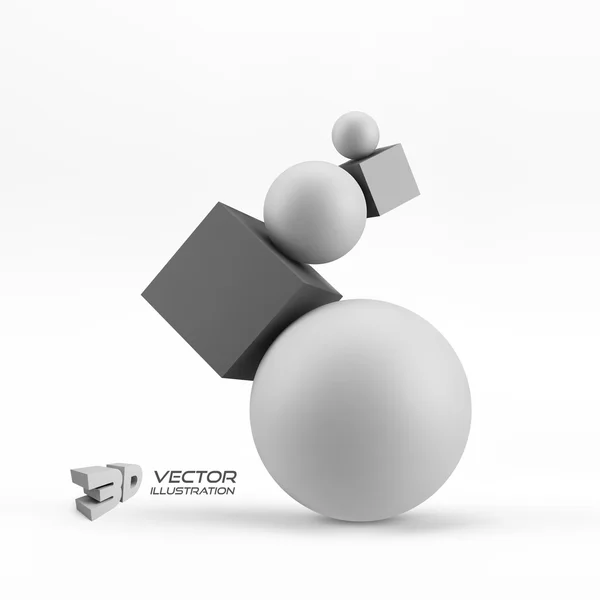 Composition de formes géométriques 3D. Illustration vectorielle . — Image vectorielle