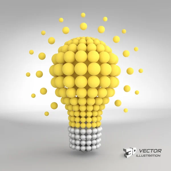 Ampoule. Concept d'idée. Illustration vectorielle 3D . — Image vectorielle