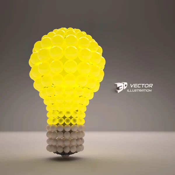 Glühbirne. Ideenkonzept. 3D-Vektor-Illustration. — Stockvektor