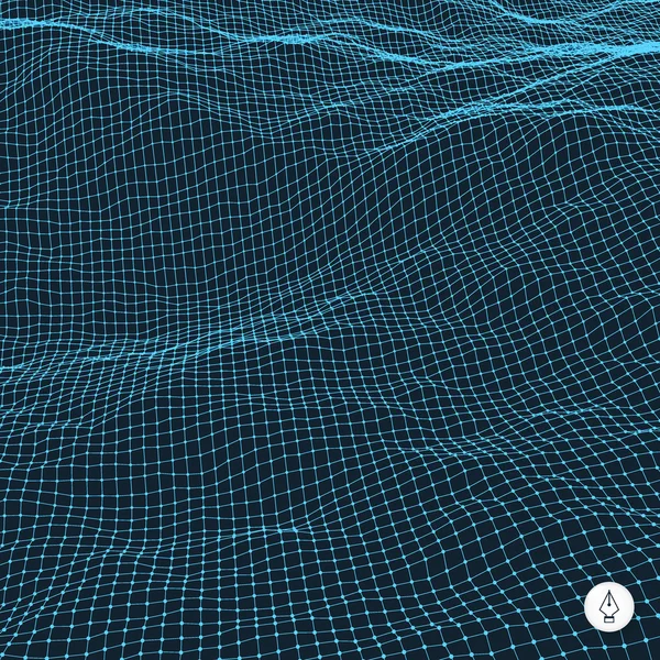 抽象的网格背景。水表面。矢量图. — 图库矢量图片