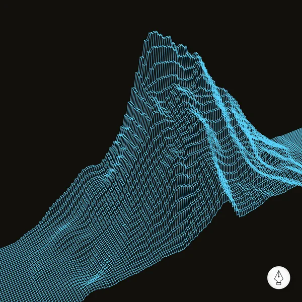 Fondo abstracto del paisaje. Rejilla ciberespacial . — Archivo Imágenes Vectoriales