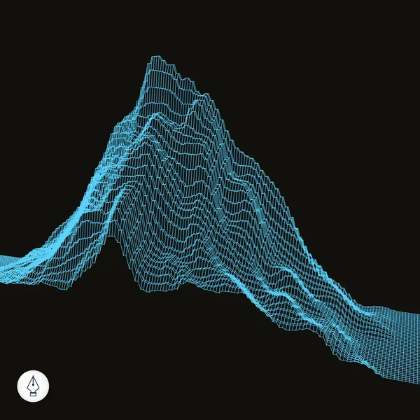 Abstract landschap achtergrond. cyberspace raster. — Stockvector