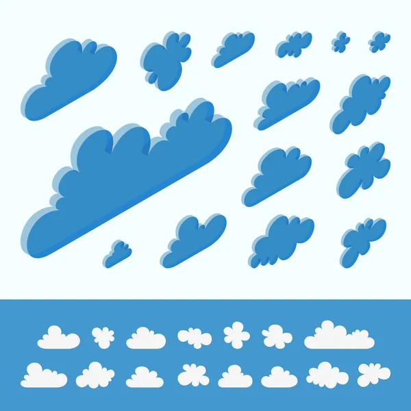Cloud shapes collection. 3d vector illustration. Abstract design. — Stock Vector