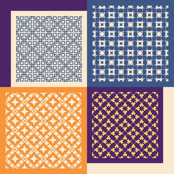 Set van vier naadloze patronen. Vintage geometrische ornamenten. — Stockvector