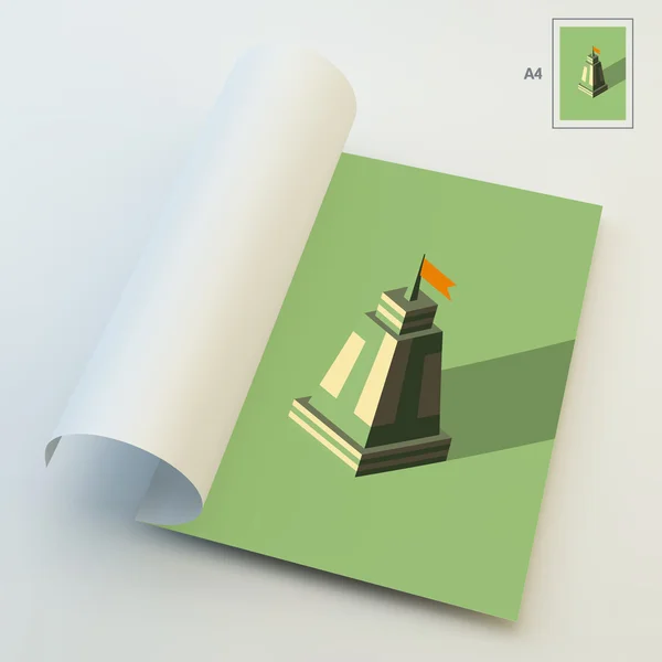 A4 Business Blank. Leader concept. Tower. 3d vector illustration. — Wektor stockowy