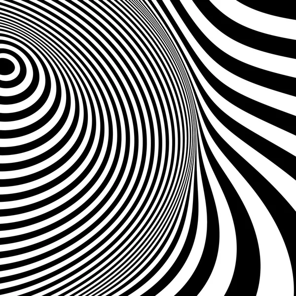 Fondo rayado abstracto blanco y negro. Arte óptico. — Archivo Imágenes Vectoriales