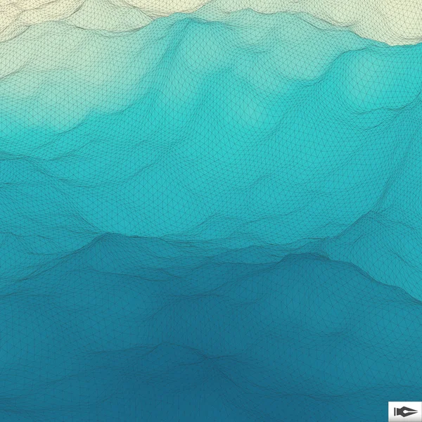 水表面。波浪的网格背景。马赛克. — 图库矢量图片