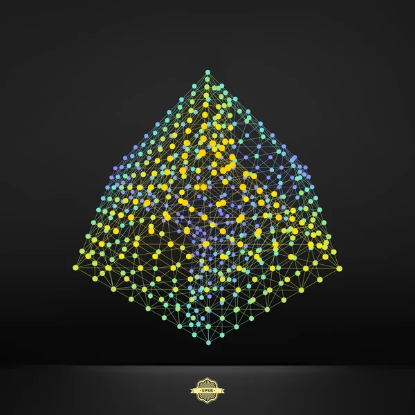 Cubo. Rejilla molecular. Estructura de conexión . — Vector de stock