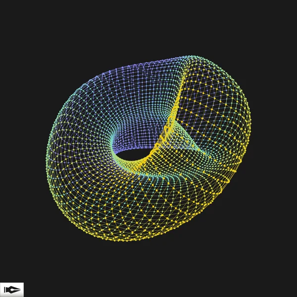 Perspectief Wireframe Object. Verbinding structuur. Vectorillustratie. — Stockvector