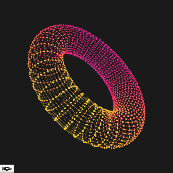 Torus. Verbinding structuur. Vector 3d illustratie. — Stockvector