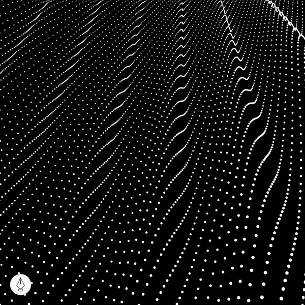 Wavy Grid Background. Illustration vectorielle abstraite 3d . — Image vectorielle