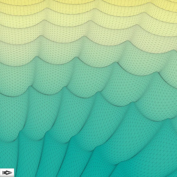 Fondo de rejilla ondulada. Mosaico. Ilustración vectorial abstracta 3d . — Vector de stock