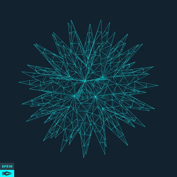 3D-Kugel mit Stacheln. abstraktes geometrisches Objekt. — Stockvektor