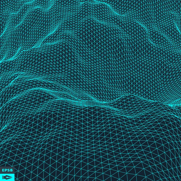 Water Surface. Wavy Grid Background. — Stock vektor