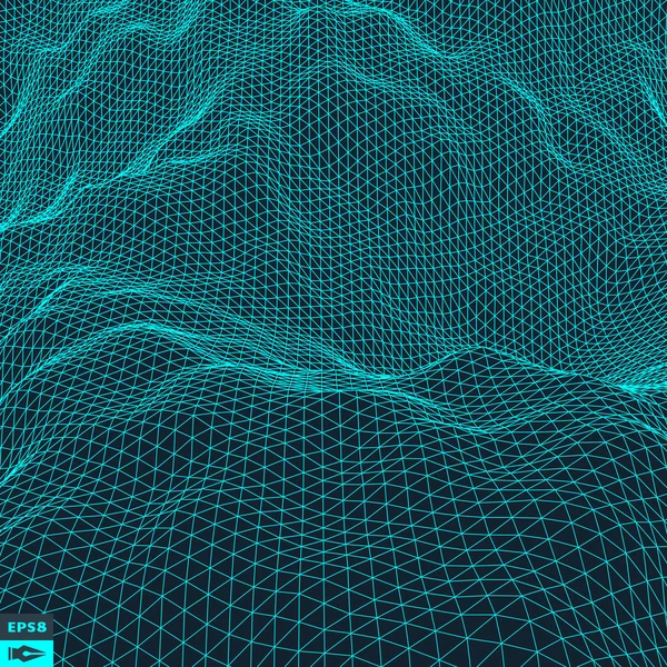 Water Surface. Wavy Grid Background. — ストックベクタ