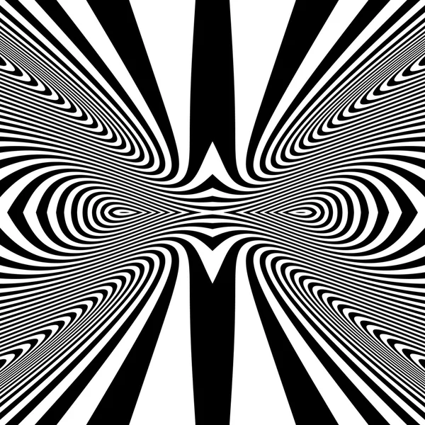 Black and White Abstract Striped Background. Optical Art. 3d Vec — Stockvector