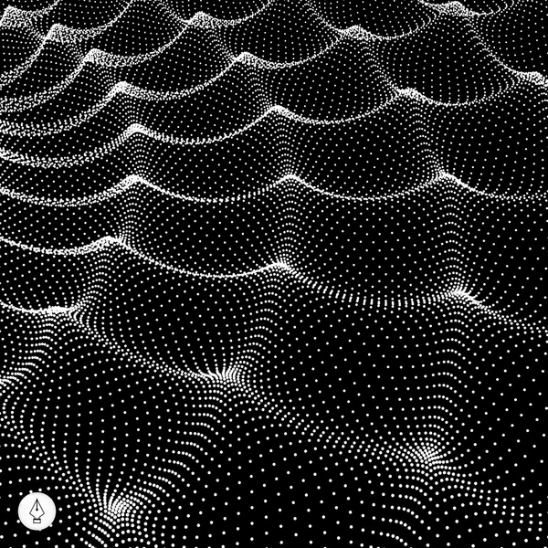 Wavy Grid Background. Illustration vectorielle abstraite 3d . — Image vectorielle