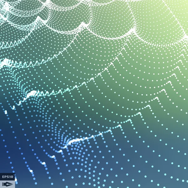 Sfondo della griglia ondulata. Illustrazione astratta del vettore 3d . — Vettoriale Stock