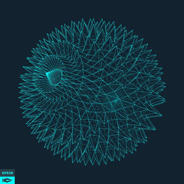 Esfera 3d con espinas. Objeto geométrico abstracto . — Vector de stock