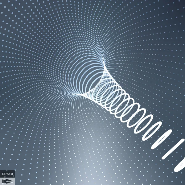 Abstrakt 3d ytan ser ut som tratt. Futuristiska teknik stil. Perspektiv rutnät bakgrundsstruktur. Vektor Illustration — Stock vektor