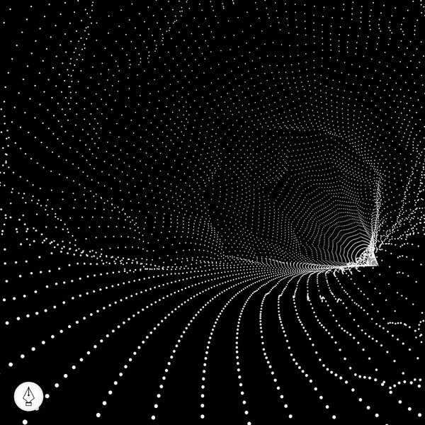 抽象的な 3 d 表面に漏斗のように見えます。未来的な技術スタイル。遠近法グリッド背景テクスチャ。ベクトル図. — ストックベクタ