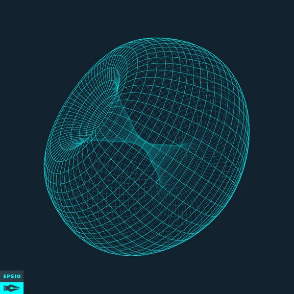 Torus. Moleküler kafes. Bağlantı yapısı. 3D vektör Illust — Stok Vektör