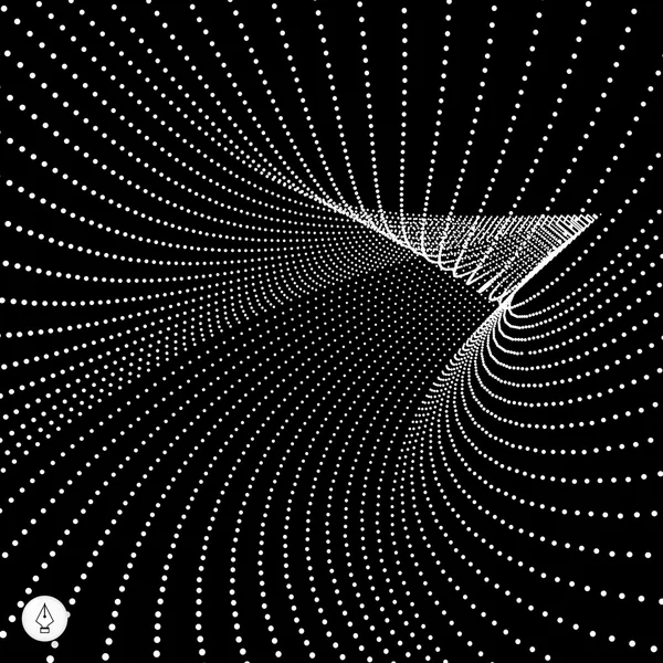 抽象的な 3 d 表面に漏斗のように見えます。未来的な技術スタイル。遠近法グリッド背景テクスチャ。ベクトル図. — ストックベクタ