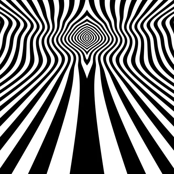 Fondo rayado abstracto blanco y negro. Arte óptico. — Vector de stock