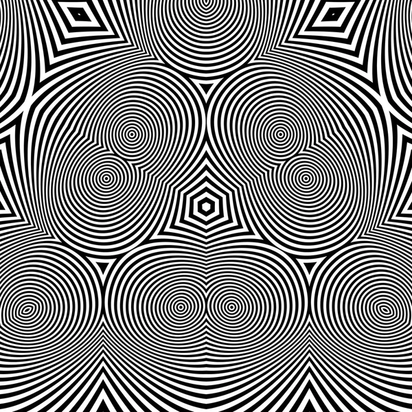 Latar belakang abstrak hitam dan putih. Seni optik. Ilustrasi vektor 3d - Stok Vektor