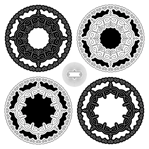 Set of Ethnic Circle Elements. Orient Traditional Design. Lace Pattern. Mandala Round Ornament. Vector Fashion Illustration. — 图库矢量图片